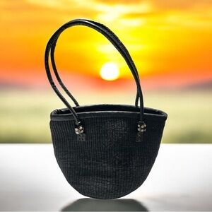Black handwoven sisal bag/ kiondo bag/kiondoo bag/ sisal tote bag/ handmade bag